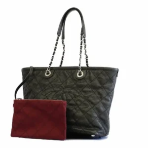 Chanel wild stitch shoulder bag black silver metal fittings 