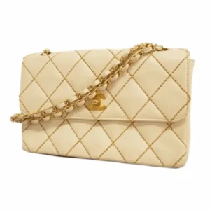 Chanel wild stitch shoulder bag white gold metal fittings 