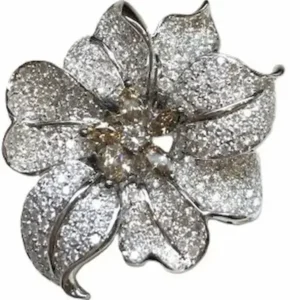 K18WG diamond brooch